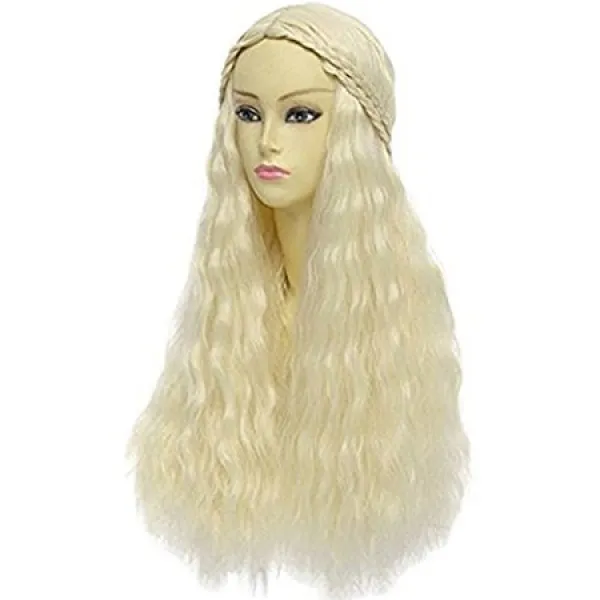 ANOGOL 아노골머리+cap 금발머리 가발 땋은 금발머리 가발 코스프레 여자용 긴 금발 가발 합성 가발 할로, 상세 설명 참조0, One Color