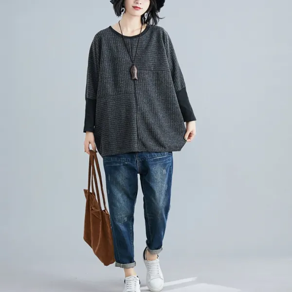 플랜글로벌 여성 격자 무늬 루즈핏 스웨터cth