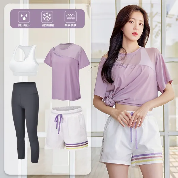 도도살롱 패션트레이닝복세트 사파리 스타일리시 캐쥬얼 여성 여름 얇은 요가복 헬스장 속건 운동복 와이드 루즈핏