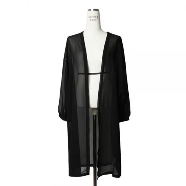 헤링본 롱 여름 로브가디건 쉬폰 시스루 루즈핏 비키니 커버업 휴양지 바캉스룩 비치웨어 Sd126