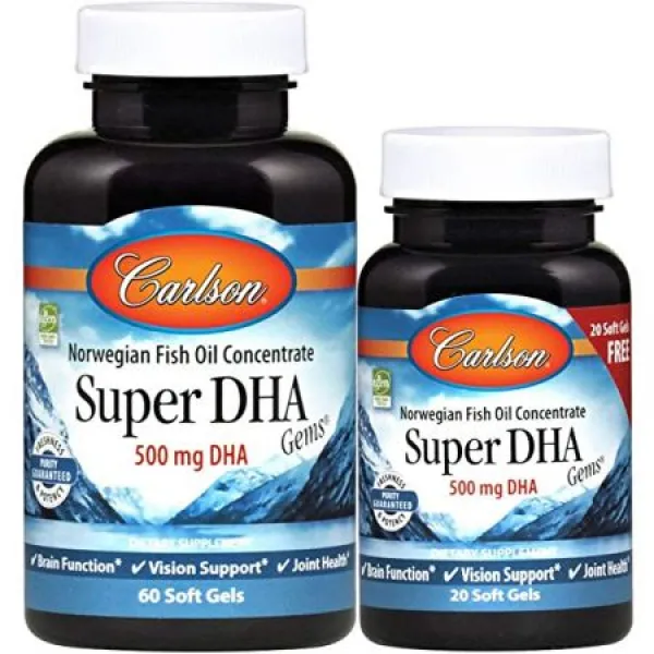 칼슨 - 수퍼 DHA 보석 500 mg DHA 보충 640 mg을 지방산 내츄럴산 노르웨이어 북극 어유 농축 지속 가능, One Size, One Color
