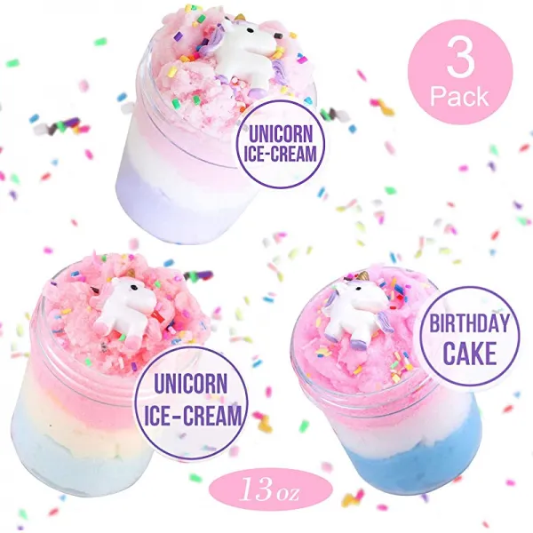 어린이교육당 애호선물과 생일 3팩을 위한 클라우드 슬림 유니콘 갤럭시 슬림 Diy 슬림 용품 키트 소녀소년 스트레스 해소 토이 향기 나는 슬러지 장난감 상세페이지 참조