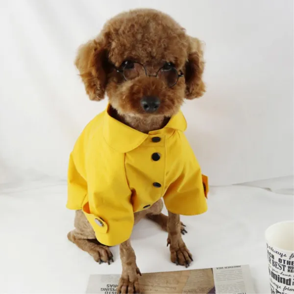 멋장이 강아지옷 산책 트렌치코트 (옐로우) 내추럴한느낌 반려견패션후드 애견옷 개겨울옷 환절기룩, L