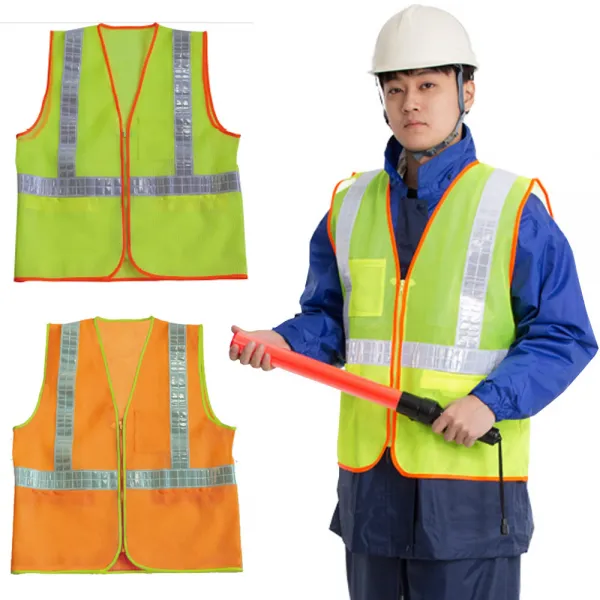 SM-6472 안전조끼 2색 형광연두 형광오렌지 XL~2XL 반사광 도로공사 산업현장 교통안전 미화원 배달 나선