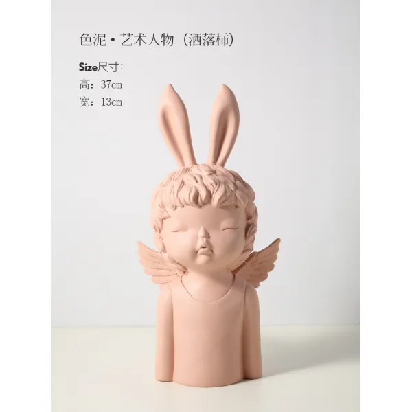 북유럽바란스 독창적 장식품 실내 액세서리 엔젤 토끼 현대 거실 방 큐트 캐릭터 엔젤 토끼 남자 （쏟아지다 감 블루