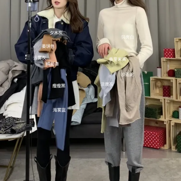 베베미소 스웨터니트이너셔츠 ANNA 찰기가 있다 권운 옷깃의 둘레 롤업 턴업 이너티셔츠 목폴라 여성 슬림 나안 하우스