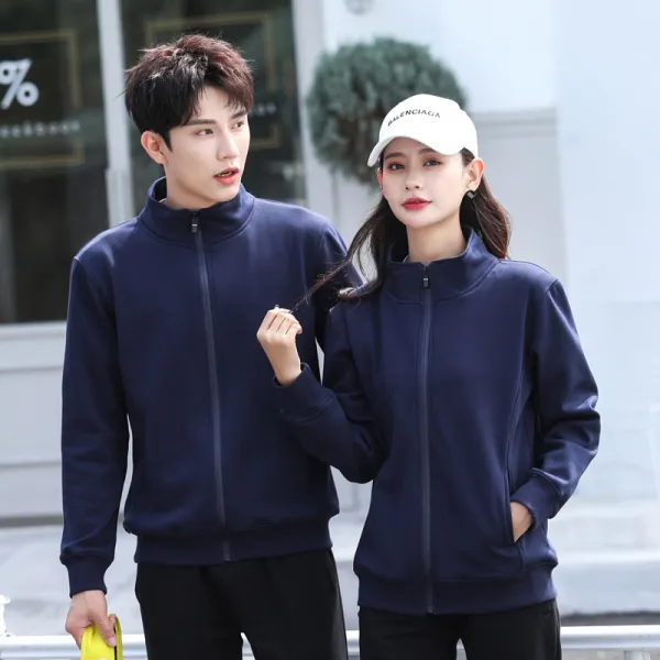 순면 가오리 맞춤 로고 워크 동창회 추동 지퍼 하이넥 코트 반 점퍼 기업복, 네이비블루 기본핏