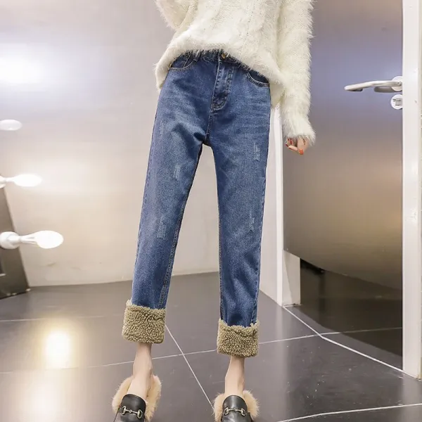 머머다 여성 스트레이트핏 데님팬츠 기모청바지08 Lmw08