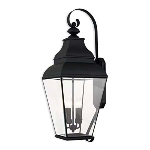 NMT 2596-04 검은 색 마감의 엑서 터 컬렉션에서 과도기 4 광 야외 벽 랜턴 - P05360786R1ZR32, 기본