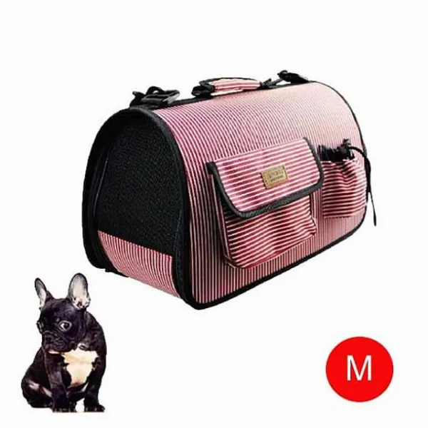 승리마트 천국 스포츠 반려동물 이동가방 줄무늬핑크 M 강아지 고양이 패브릭캐리어