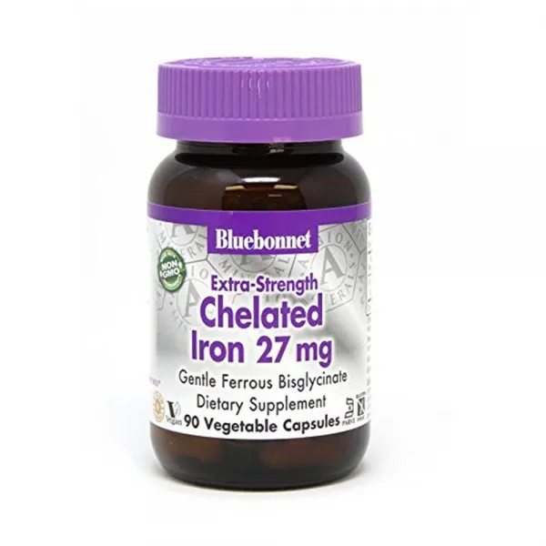 블루보넷 Bluebonnet Chelated Iron 27mg 90정 철분 철 적혈구 킬레이티드 아이언 세포, 1개