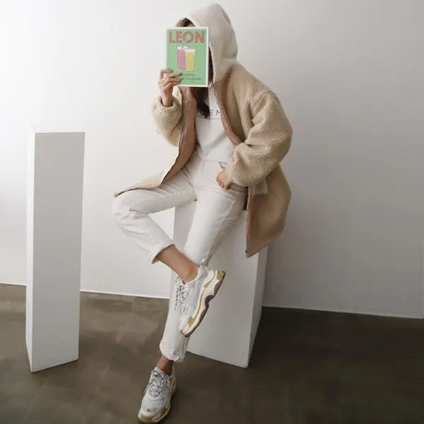 퍼 후드 집업 1043934 OUTER 모직 울자켓 베이지 Beige 블랙 Black 아이보리 Ivory 카키