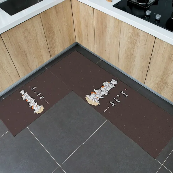 주방매트 주방 매트 귀여운 애니메이션 방수 미끄럼방지 기름방지 오염방지 가정용 길죽한 신발깔창 Pvc실타래 카페트 C11 누적 된 고양이 실타래