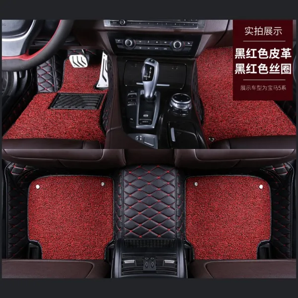 상하이폴크스바겐 산타나 지 준 18l 2l 수동형 편파 자동파 럭셔리 3칸 발 매트, 블랙 레드 블랙 레드 더블레이어