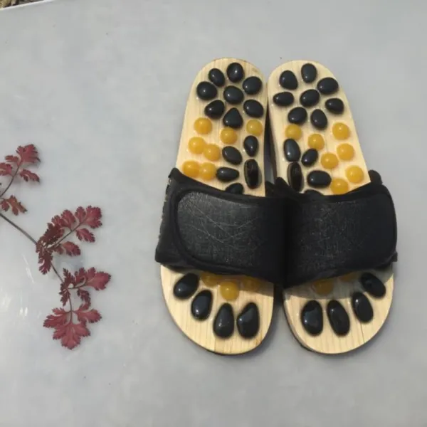 건강슬리퍼 혈기 소통 안마 슬리퍼 여성바깥에착용 알갱이 남학생 발맛사지 자갈 여성 건강 나막신 돌멩이 발걸음 C02 투톤 돌 블랙색 T01 35 36