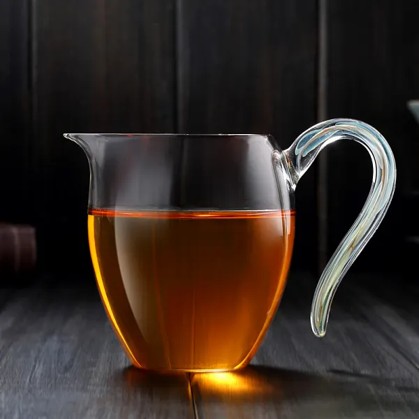 구름 위 유리 공도 컵 투명 차 해 내열 분 다기 쿵푸 부품 유리잔 누수 벨벳 채색 도컵