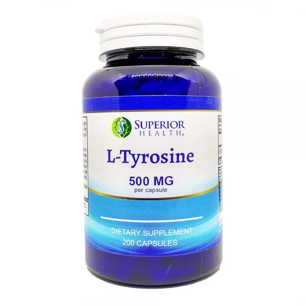 S SUPERIOR HEALTH (2팩) 타이로신 신경전달물질 도파민영양제 L 티로신 500mg 200캡슐, 1mg, 2개