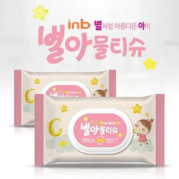 도매팡팡 아이앤비 별아 물티슈 캡형 100매 5개 유아물티슈