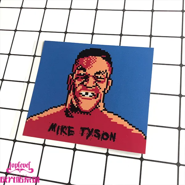 싸이코템포 캐릭터 스티커 TLP 리플렉터 차량 권좌 타이슨 앞니 때리다 떨어뜨리다 MIKETYSON 화소 판 길거리 악당, 팬시 하이 11cm 가로 와이드 13