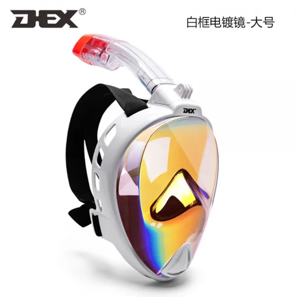 Dex 스노클링 마스크 다이빙 고글 풀 페이스 수영 고프로 액션캠 호환 금도금 미러 L / Xl 대형