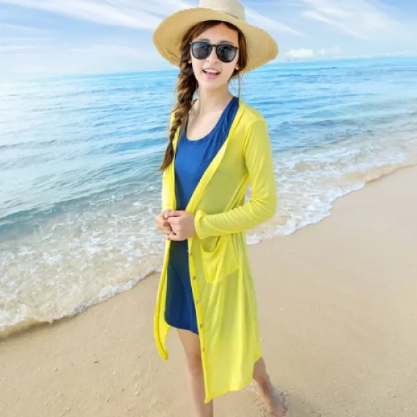 [해외]여성상의 > 니트/스웨터/가디건 여성 의류 / 여성 가디건 / 캐주얼의류 Miss Holiday 2016 summer long thin sweater female cardigan jacket sun shirt