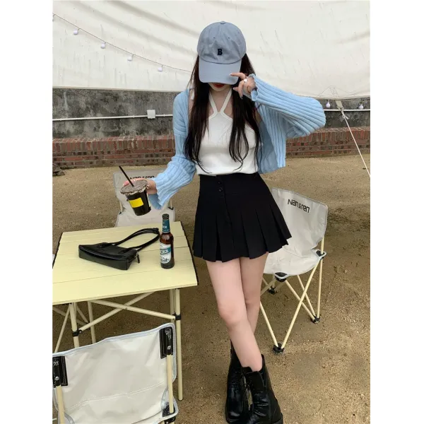 숏니트가디건 맵다 곧 일을 끝내다 클래식 걸스 목걸이 브라탑 뱃살커버 왕골 3896893069