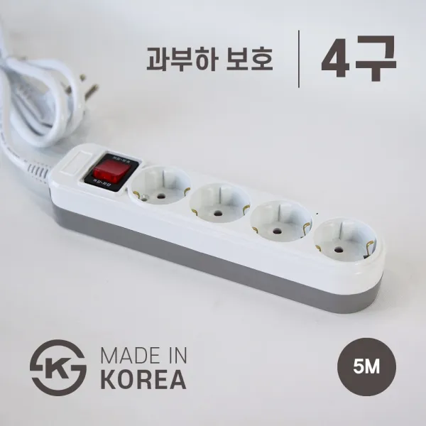 광명전기 일반형 개별스위치형 L형 T형 멀티탭 2구 3구 과부하보호 4구 5구 6구 1.5m 3m 5m 10m 4구 과부하보호+일반형 5m