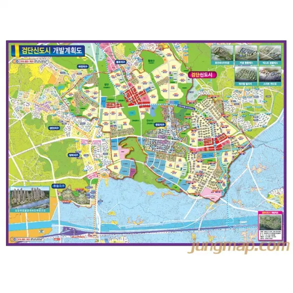 검단신도시 개발계획도 (소-중-대) 인천서구지도 검단신도시지도, 소형110x78코팅형