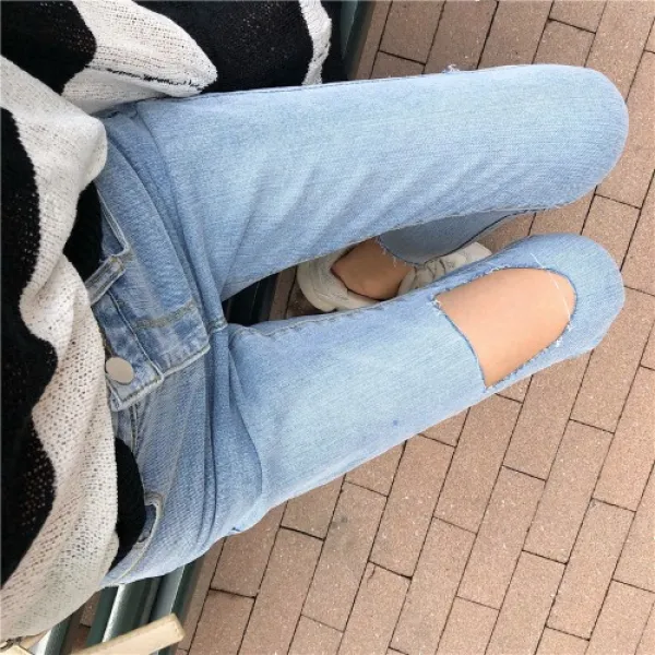 머머다 여성 하이웨스트 빈티지 스킨니 청바지 데님04 Iim04