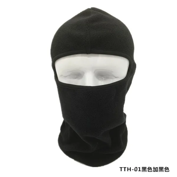 겨울 보온 안면보호마스크 남자 라이딩 방한 털실 넥 워머 두꺼운 얼굴 전체 일체 보호 귓등 승차 바람막이 헤드 캡, 두꺼운 전 블랙
