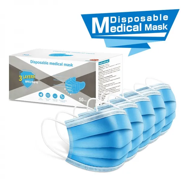 실제 일회용 의료 마스크 얼굴 입 3 레이어 통기성 보호 안티 바이러스 독감 필터 외과 마스크 의료 50pcs_1