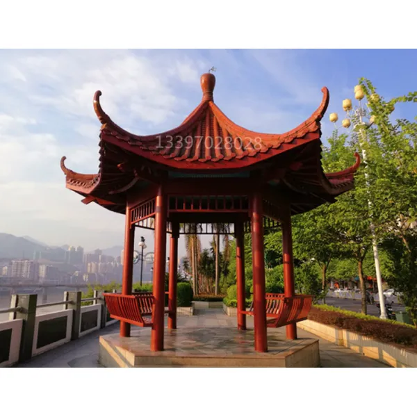 DIPYLON 야외정자 정원 원목 포도테이블 수젤정 야외문화장랑 방부목 경관 46각 정자가든 복도, 고건물-단층 육각정