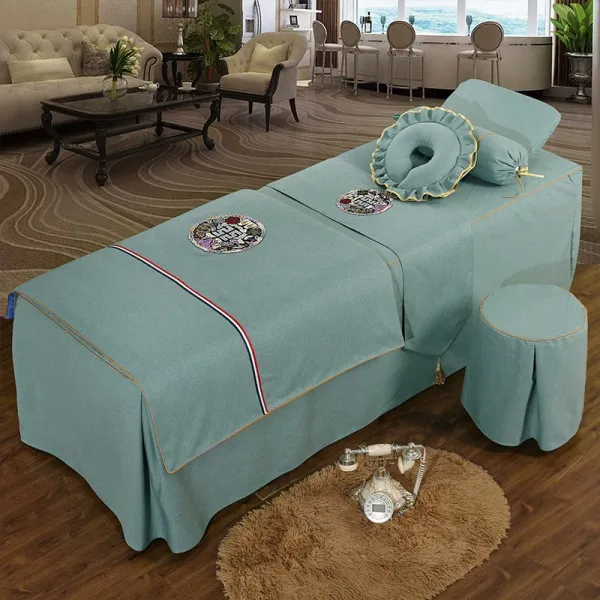 마사지베드커버 COMFORTECH 카이퍼 테이크 퀄리티 뷰티 침대커버 4종 면린넨 미용원 컵 1875711637, 4종 사각코 :190 *80cm, 꽃이 잘 피고 달이 둥글다 그린 (증