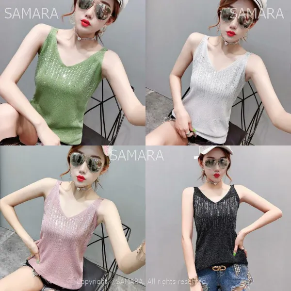 Qterra 특허브랜드 민소매티셔츠 나시티 데일리 무지 브이넥 아이스 여성