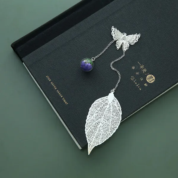 북마크 히트상품 마케팅 차이나스타일 고풍 금속 나비 잎 태슬 깃털 책갈피 생일선물 클래식한 기념품, T12-은색 잎 책갈피-잊지말기