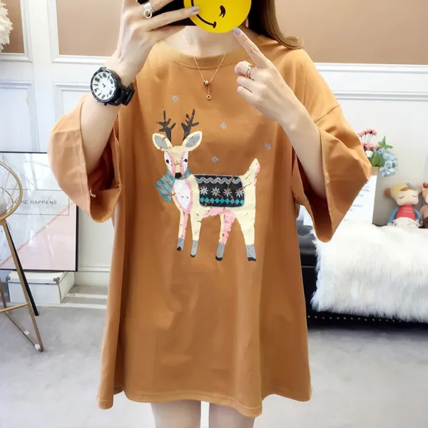 SIMKUNG 심쿵마켓 빅사이즈 오버핏 라운드 반팔 캐릭터 티셔츠