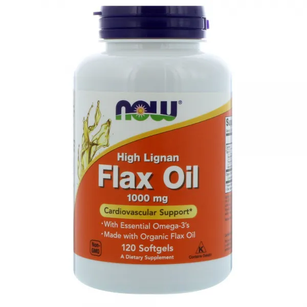 Now Foods 나우푸드 하이 리그난 아마씨유 오일 1000mg 120정 High Lignan Flax Oil 1000 mg, 1개