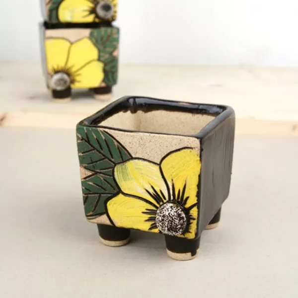 5myshop_수공예 노랑 꽃 사각 미니 다육 화분 화분세트 사무실화분 미니화분 다육화분 작은화분_+ 이상품선택!! 이상품선택!!