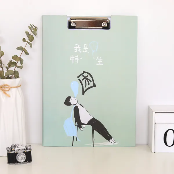파일 스키 서류철 판 A4판집게 글쓰기판 문구 초등학생 낭송 공책 시험지클립 양면 집어서마는 집게 책클립 학생용 페이지 받침판, T24-싱글널판지 클립/나는 극빈생 KBX-5185/2개별포장