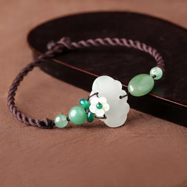 강 남쪽 구두 녹색 동링 옥 복고풍 직조 민족 스타일 학생 장식 신선한 여성 발찌0299 