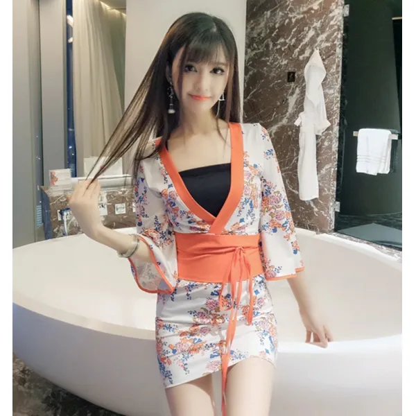도깨비몰 여성 섹시 원피스 홀복 미니 삿포로 시스루 기모노 룩
