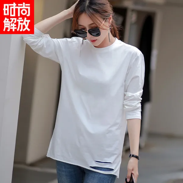 Shishangjf 패턴 티셔츠 긴소매 44873418