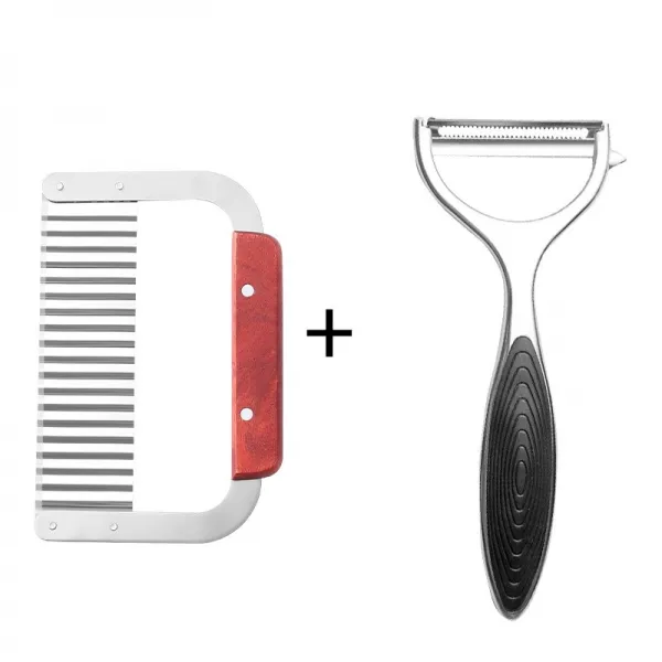 다목적주방칼 낭아 파도 멀티 야채 썰기 슬라이서 감자튀김을 썰다 꽃을 자르다 칼집 돼지감자 신기 2643913939, 나무자루 직절식 _껍질 깍는 칼 잘르