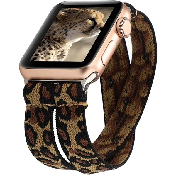 애플워치 밴드 40mm 38mm 44mm 42mm iWatch 시리즈 6 5 4 3 2 1 스트레치 탄성 Wristbelt 더블 투어 치타 38mm 40mm의 YOSWAN Stretchy Loop Strap 호환성, 상세페이지 참조, 상세페이지 참조