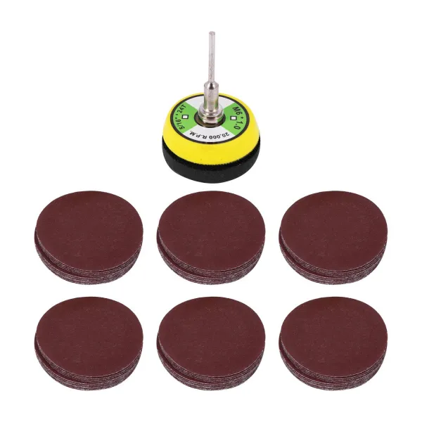 노 브랜드 50mm 연마 패드 어댑터가있는 60 pcs 샌딩 페이퍼 그라인딩 휠, 그릿 페이퍼, dremel 로터리 도구 편심 그라인더 용 크기 100, 240, 600, 800, 1000, 2000