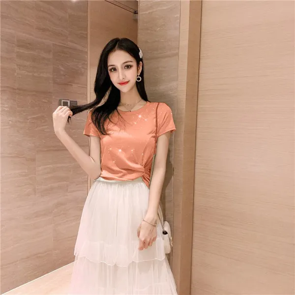 여름옷 단추짜임 숏T반팔 티 여성복 슬림 슬림핏 스타일리쉬 이너 상의 붐