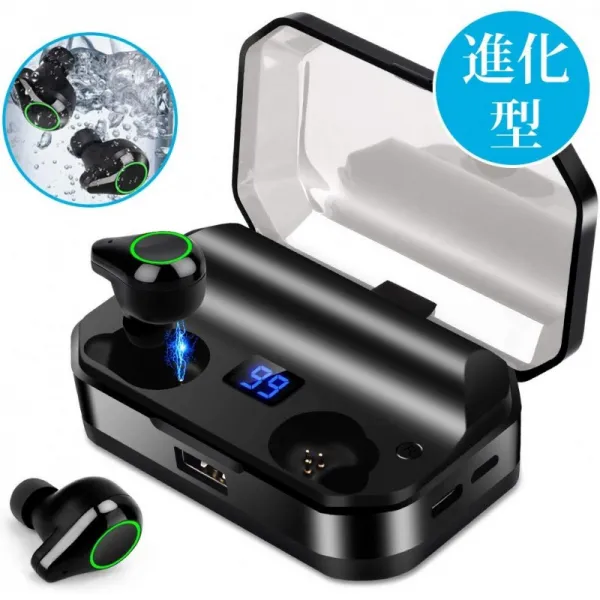 [令和 최신 이어폰 7000mAh 초대 용량 케이스 480 시간 연속 구동 LED 전력량 표시 Bluetooth5.0 신호 증, 단일상품, 단일상품