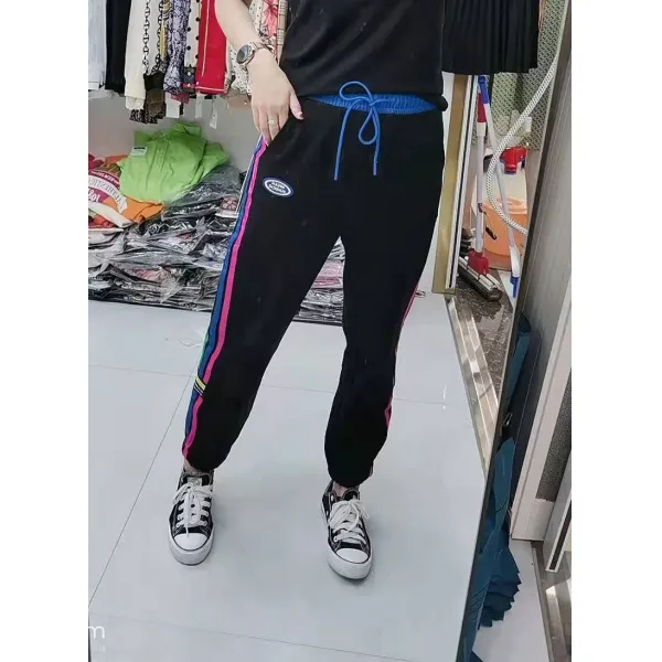 캐주얼바지패션 가을 향기가 짙다 스타일리쉬 츄리닝바지 배색 스트라이프 트렌드 여성 3400624733
