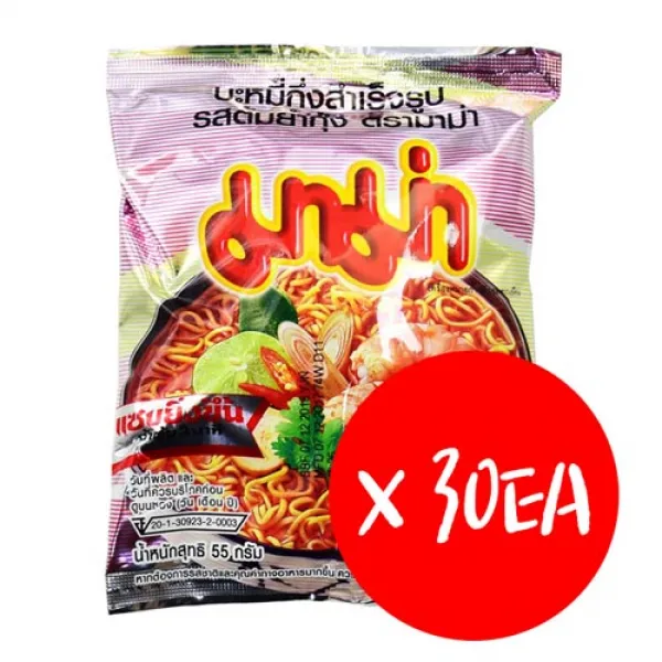 마마 인스턴트누들쉬림톰냠플레이버 태국라면 1박스, 30개