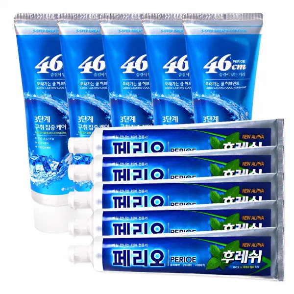 페리오 46cm 오래가는 쿨허브민트 100g 5개 + 후레쉬 150g, 1개